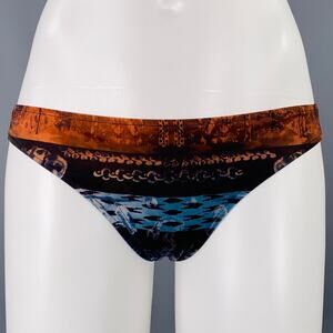 BALMAIN Size S Orange Blue Polyamide Blend Abstract Bottom Swimsuit